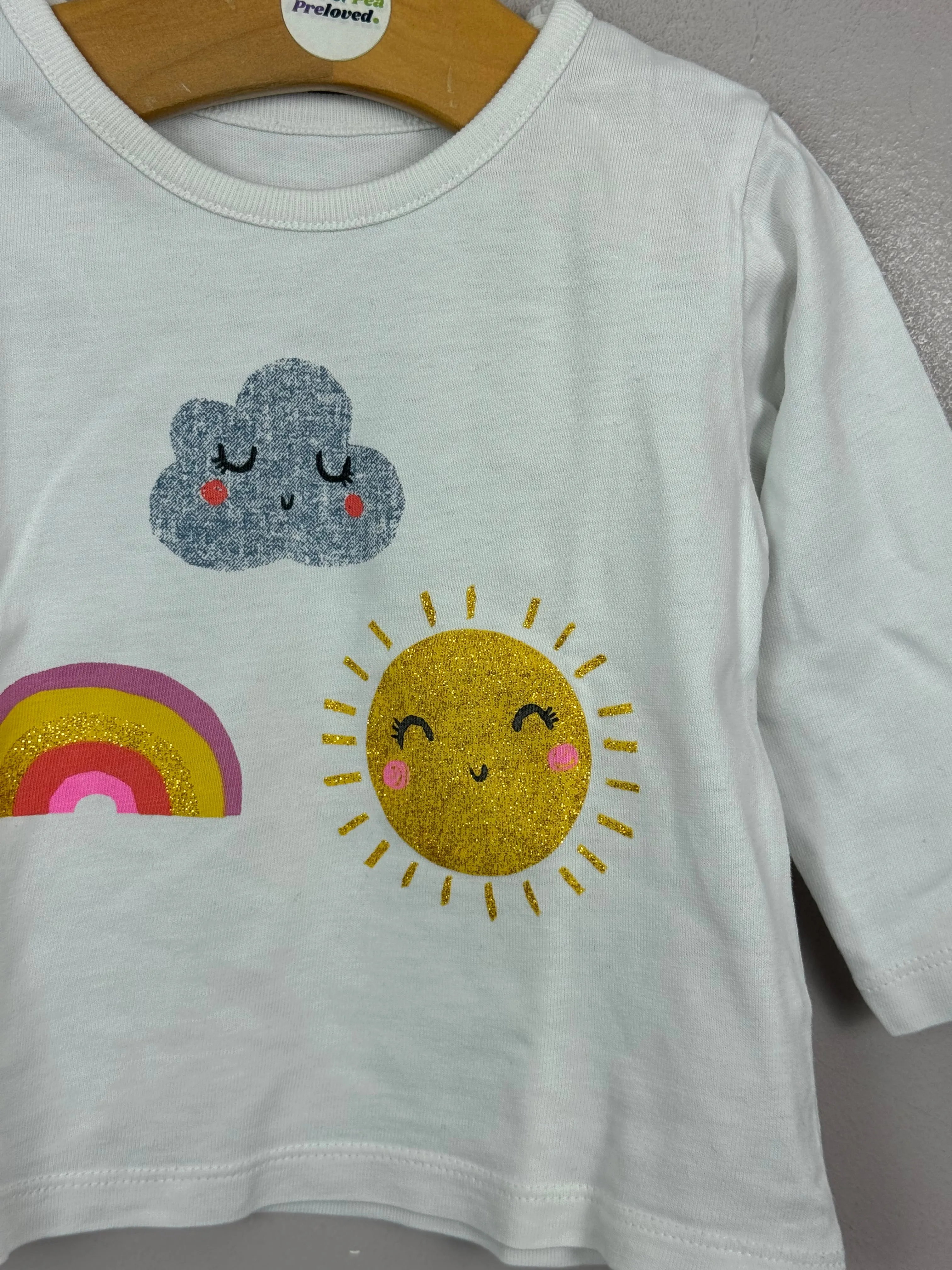 M&S White Weather T-shirt 3-6m