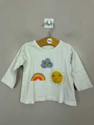 M&S White Weather T-shirt 3-6m