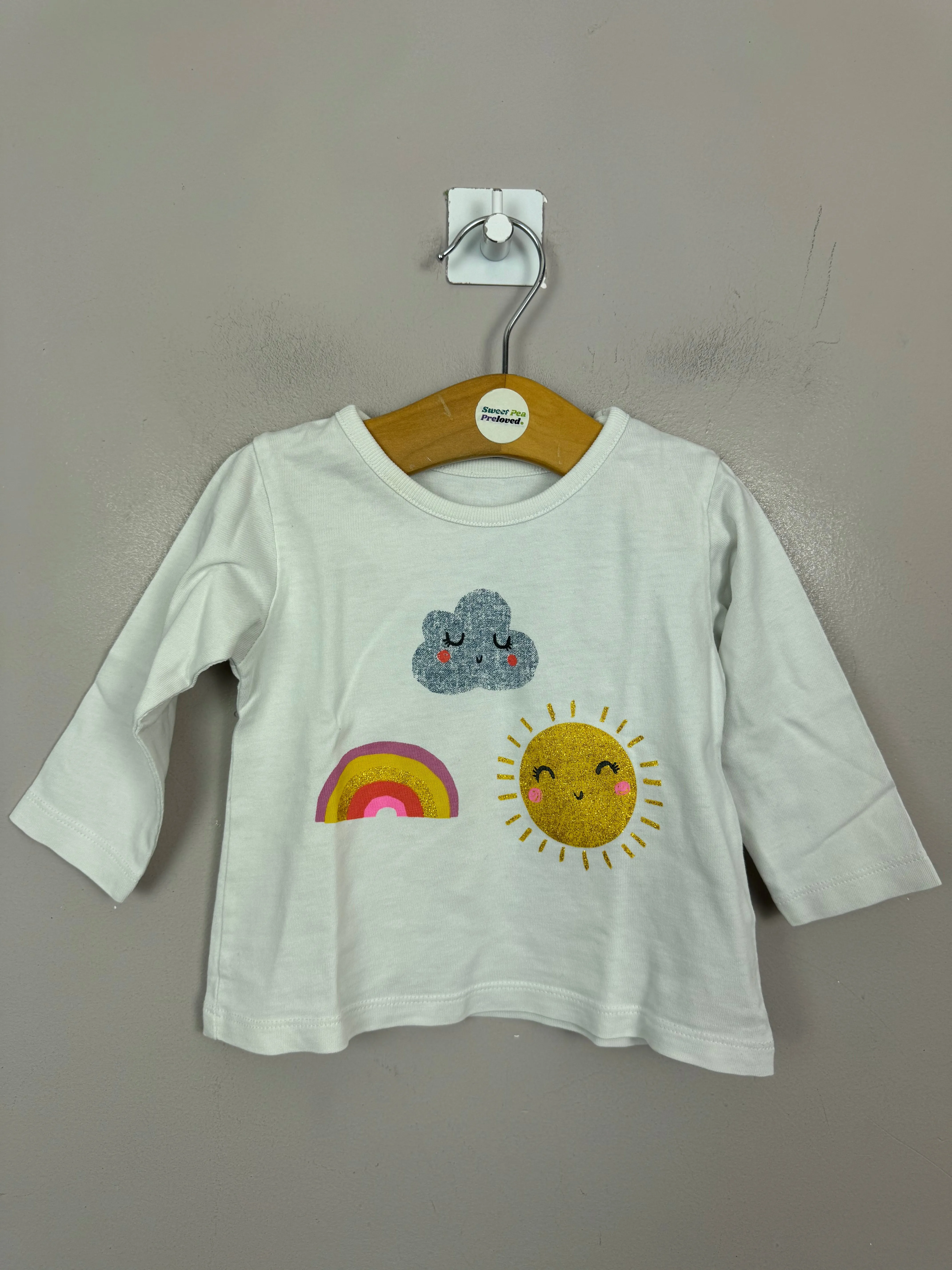 M&S White Weather T-shirt 3-6m