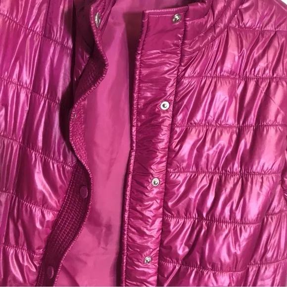 Marc New York Marc Fisher Quilted Vest Packable Snap Oversized Fit Fuchsia Small