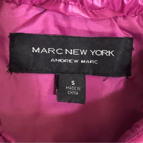 Marc New York Marc Fisher Quilted Vest Packable Snap Oversized Fit Fuchsia Small