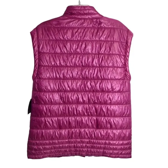 Marc New York Marc Fisher Quilted Vest Packable Snap Oversized Fit Fuchsia Small
