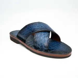 Marco Di Milano Elio Hand Painted Navy All Over Alligator Sandals