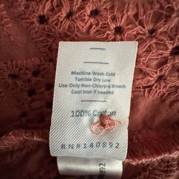 Marine Layer Willow Eyelet Embroidered Puff Sleeve Tiered Midi Dress Size Large