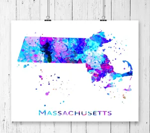 Massachusetts Map Art Print - Unframed