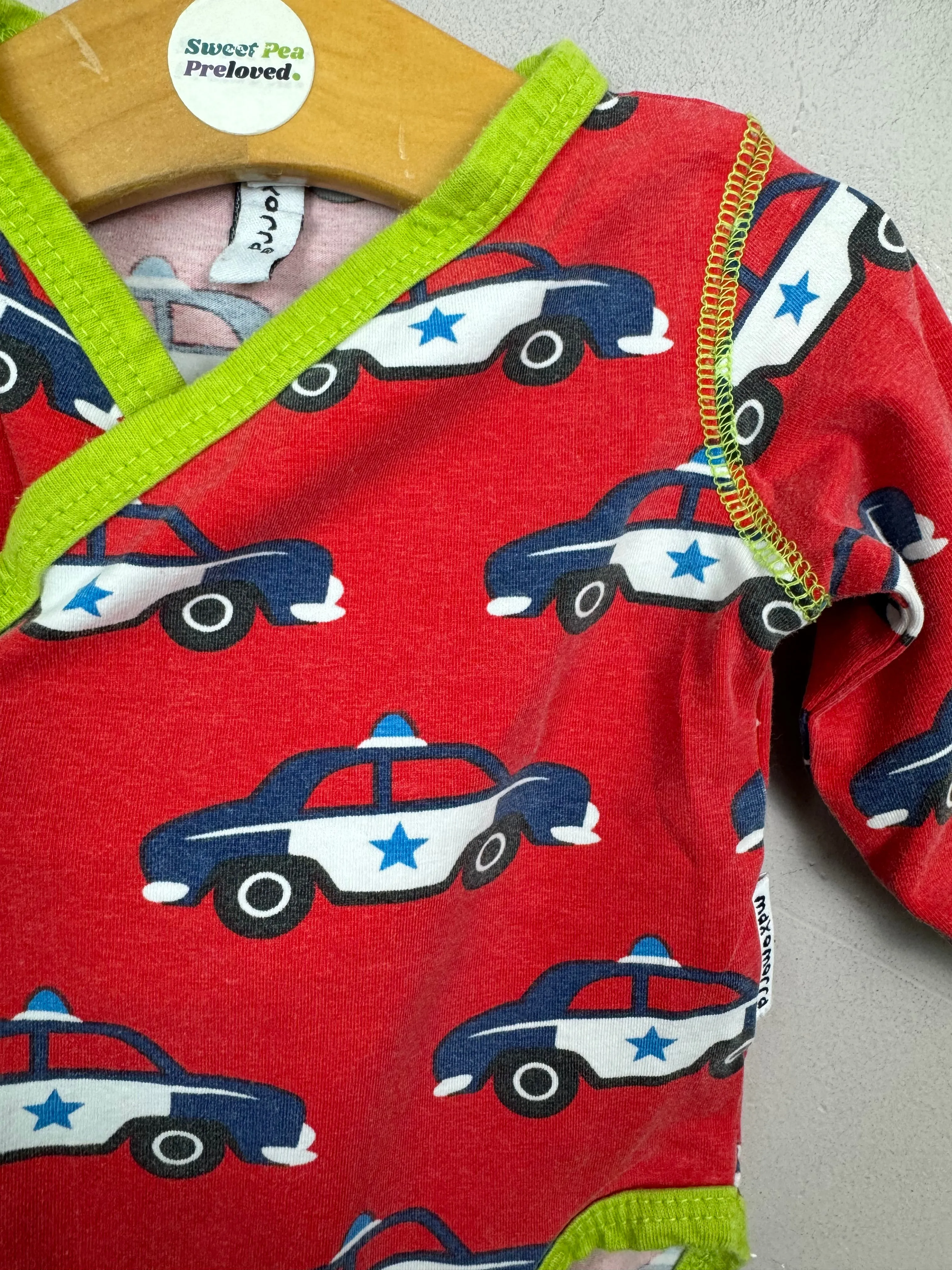 Maxomorra Red Police Car Bodysuit 0-3m