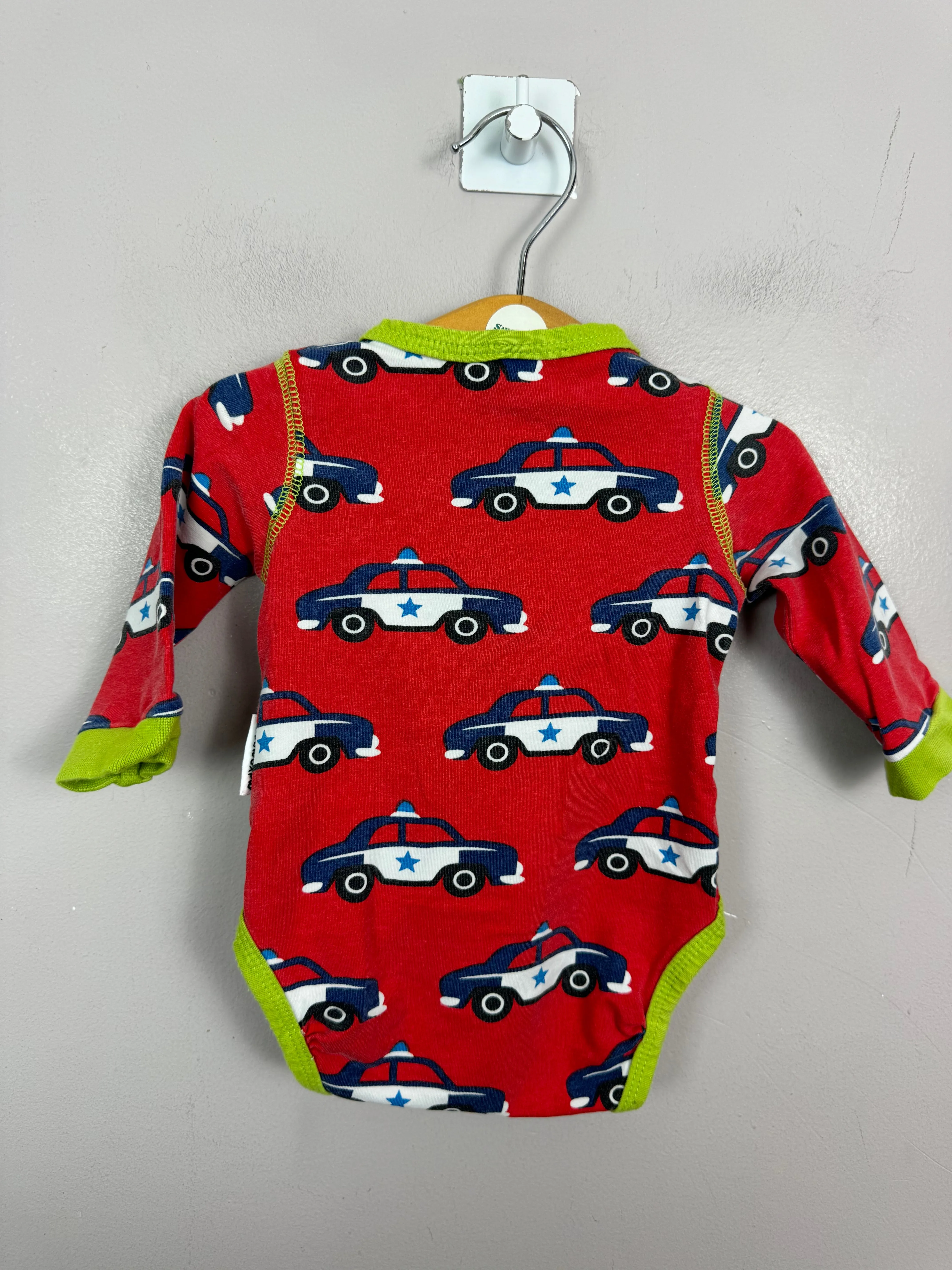 Maxomorra Red Police Car Bodysuit 0-3m