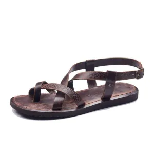 Mens Leather Strap Sandals Toe Thongs