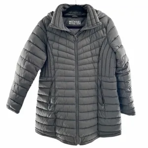 Michael Michael Kors Gray Ultra Light Weight Packable Hooded Puffer Coat