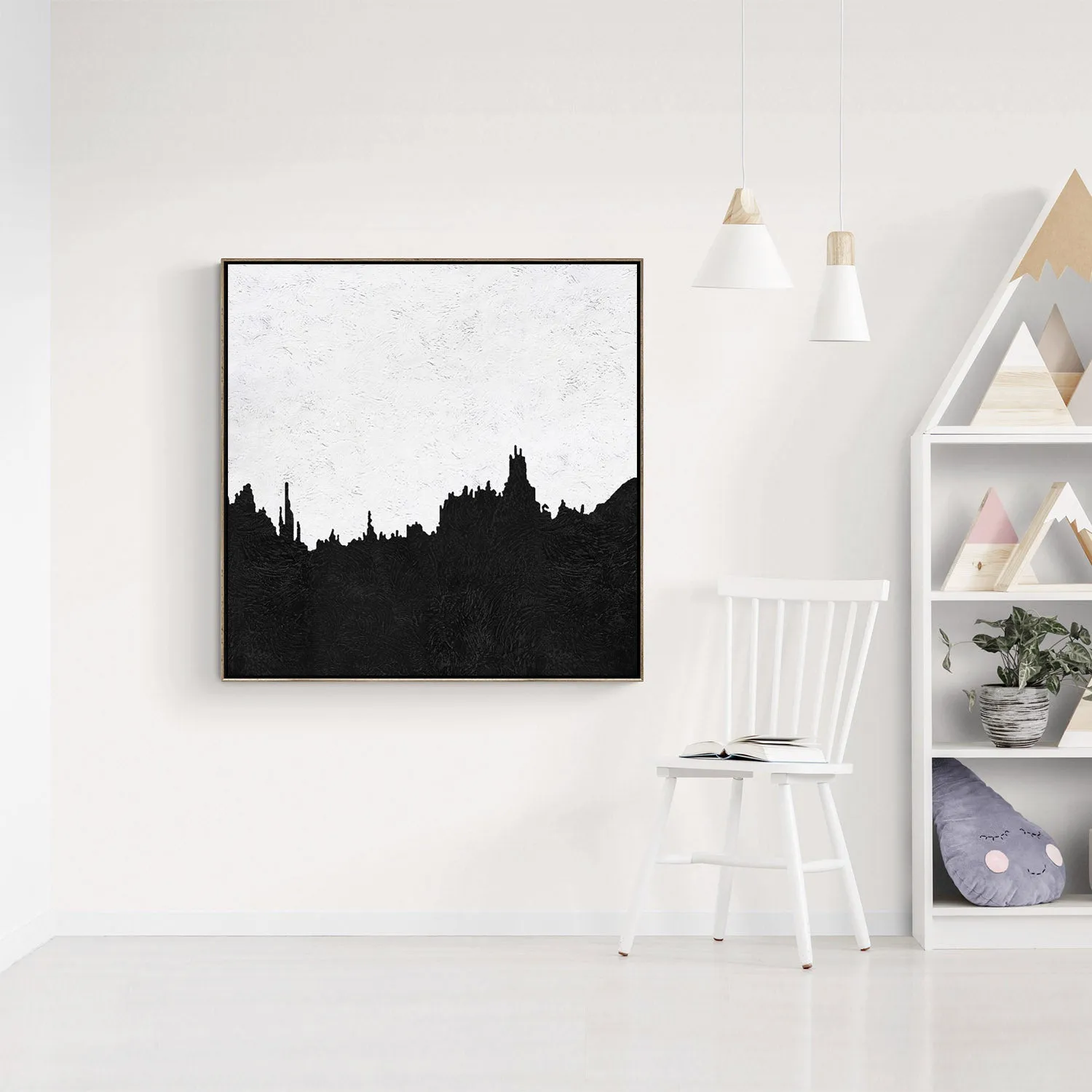 Minimal Black and White Painting MN145A