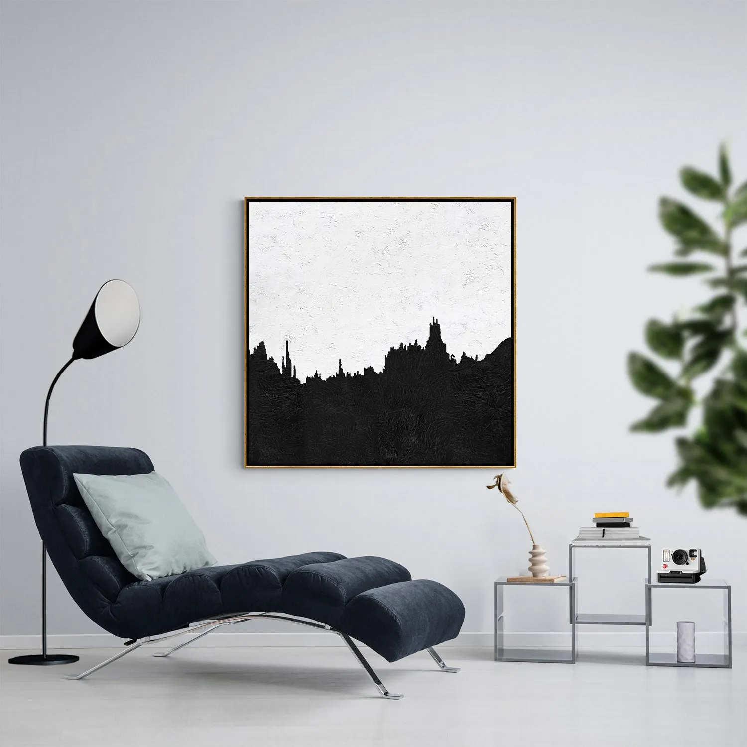 Minimal Black and White Painting MN145A
