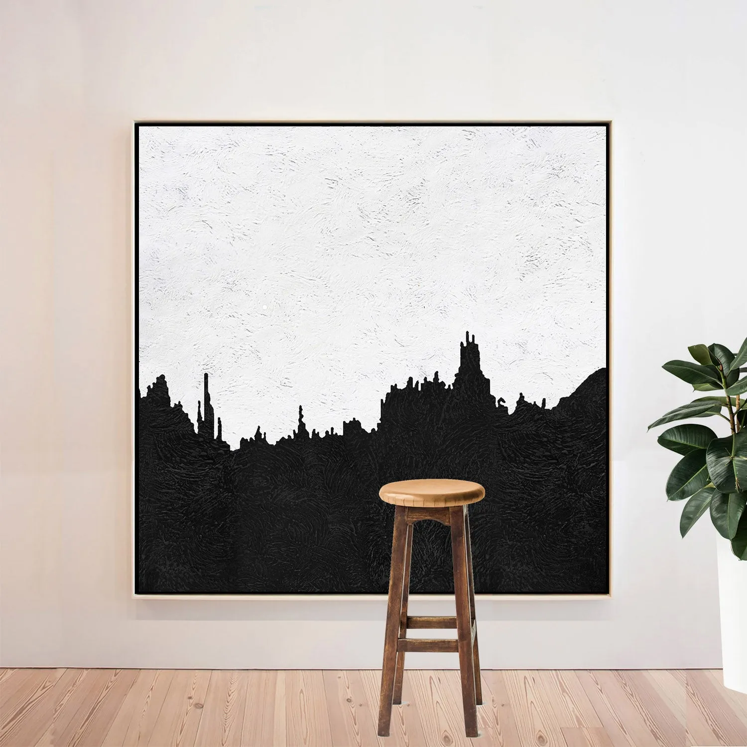 Minimal Black and White Painting MN145A