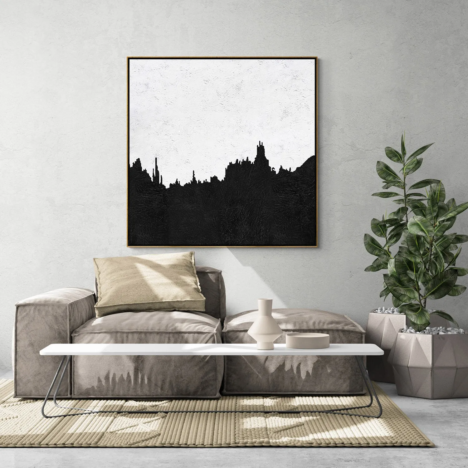 Minimal Black and White Painting MN145A