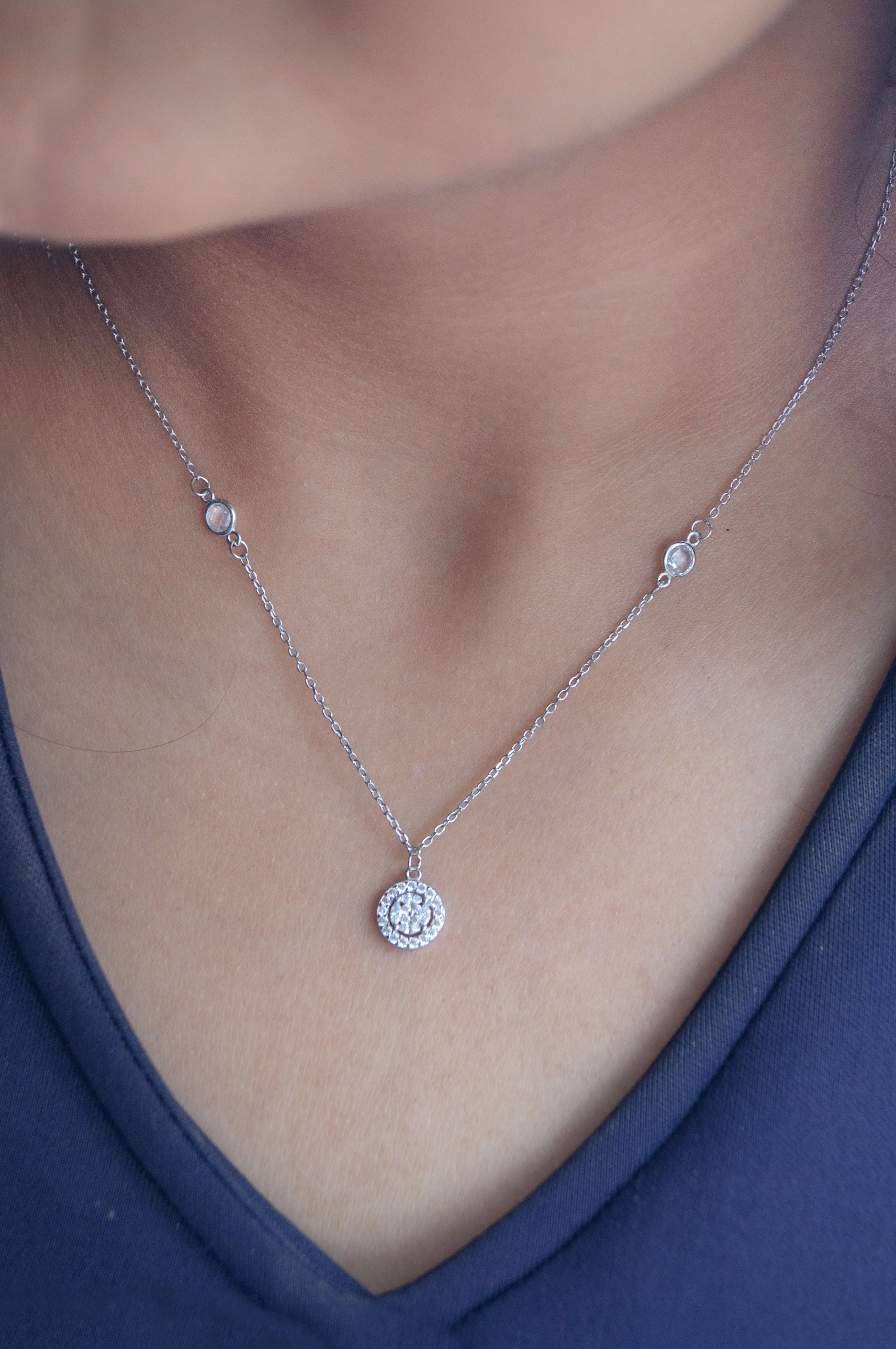 Minimal Cluster Sterling Silver Chain Necklace