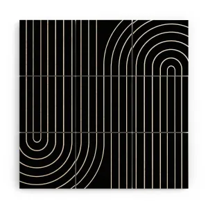 Minimal Line Curvature Black Wood Wall Mural