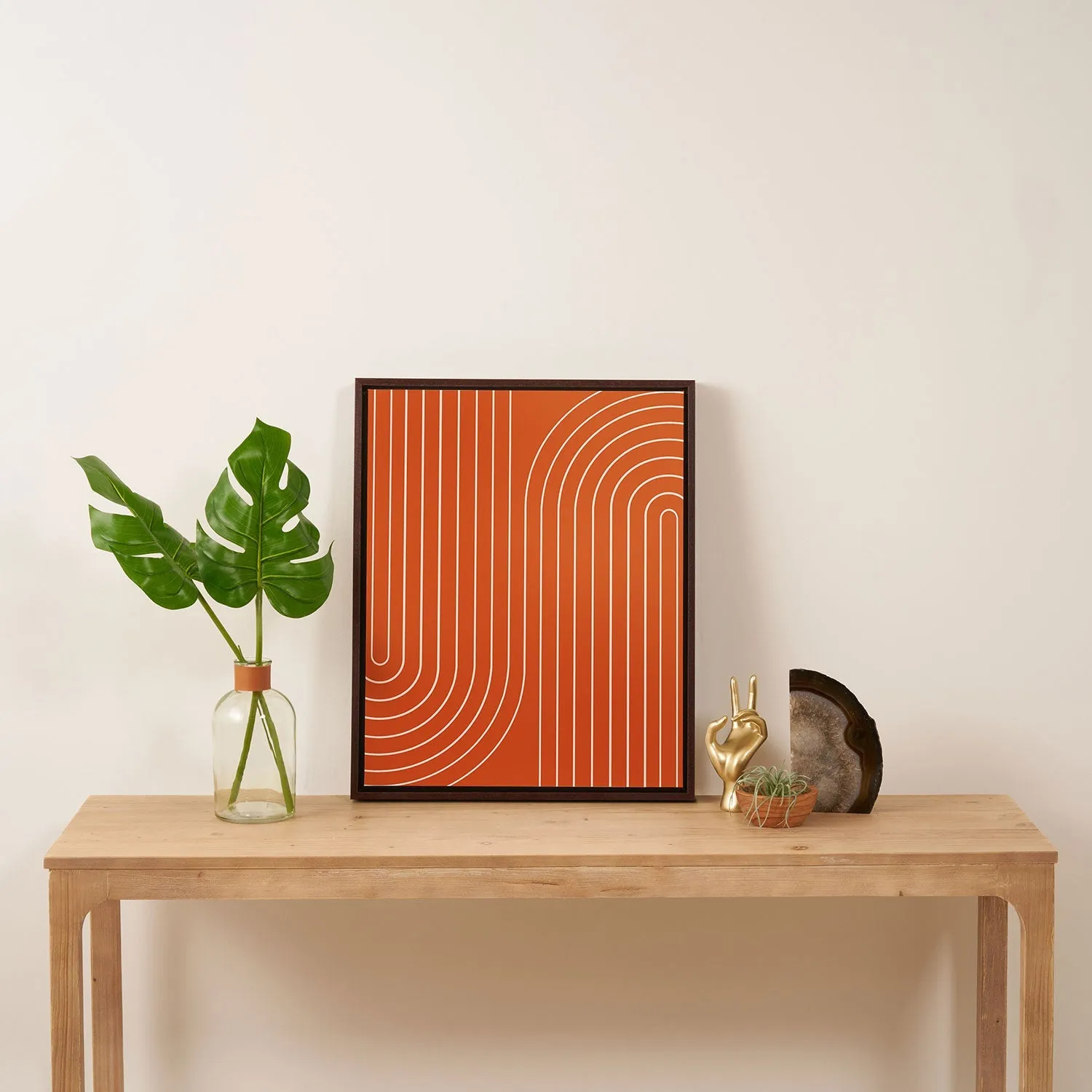 Minimal Line Curvature Coral Art Canvas
