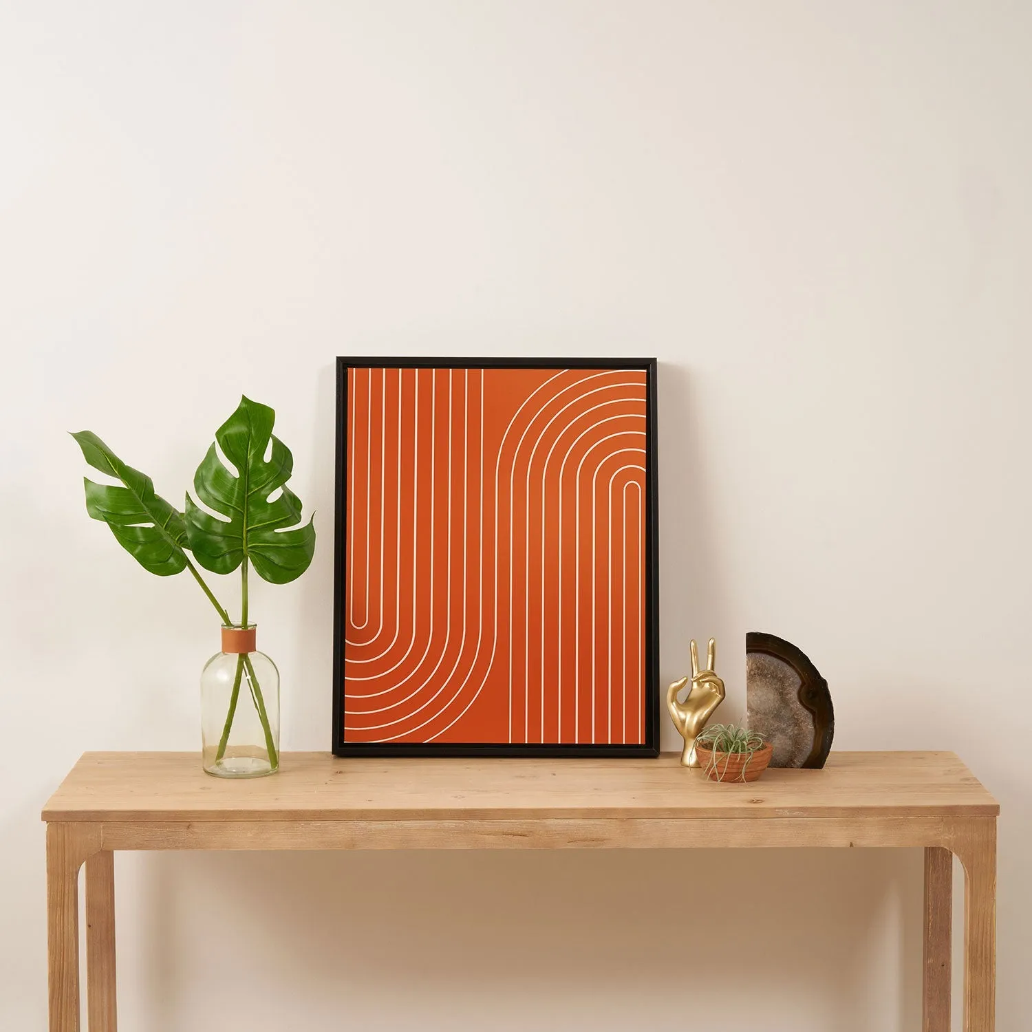 Minimal Line Curvature Coral Art Canvas