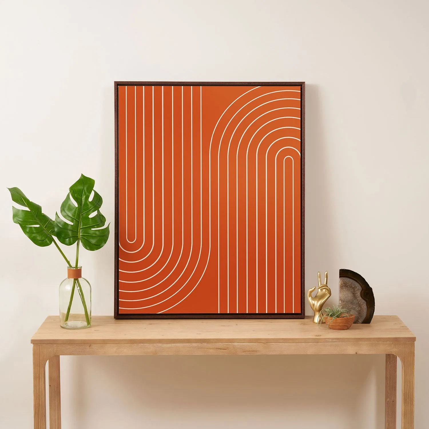 Minimal Line Curvature Coral Art Canvas