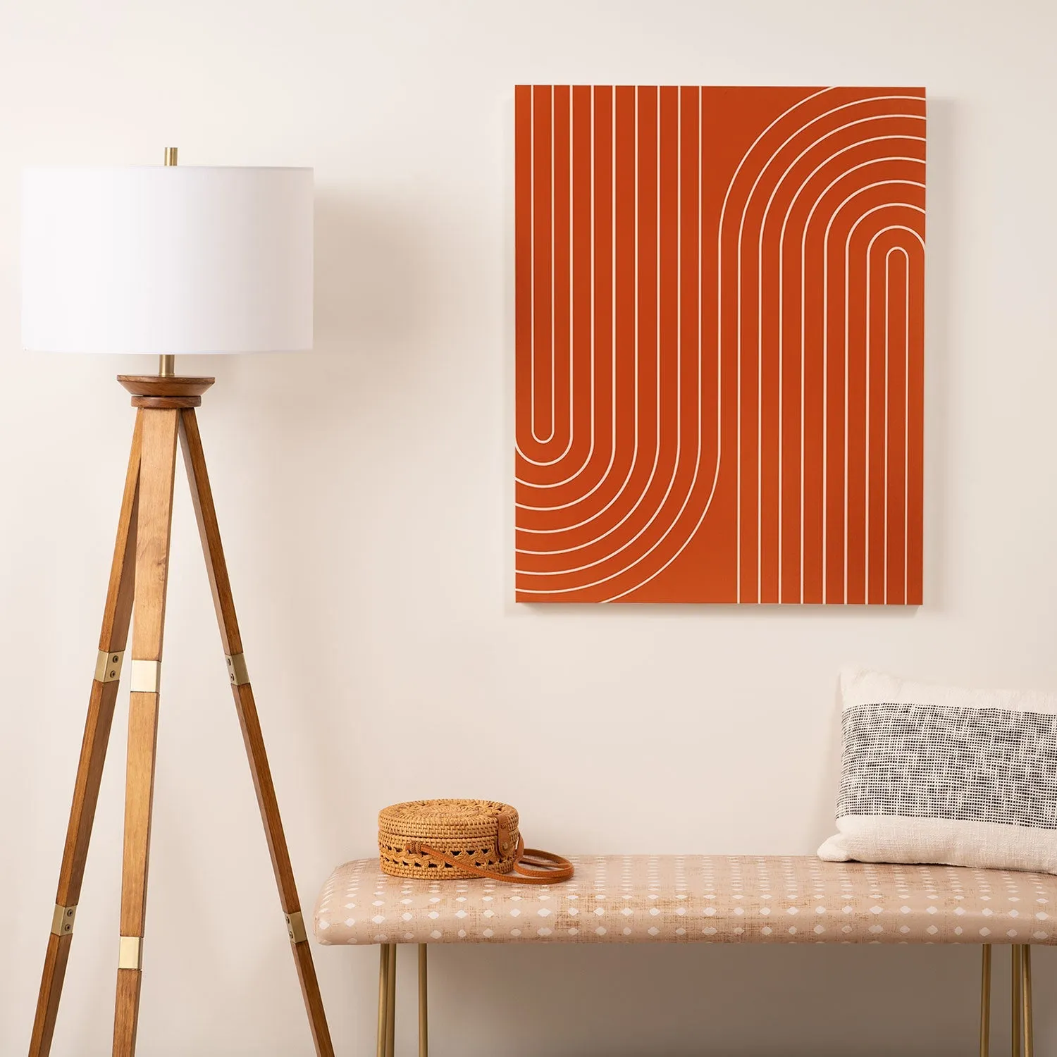 Minimal Line Curvature Coral Art Canvas