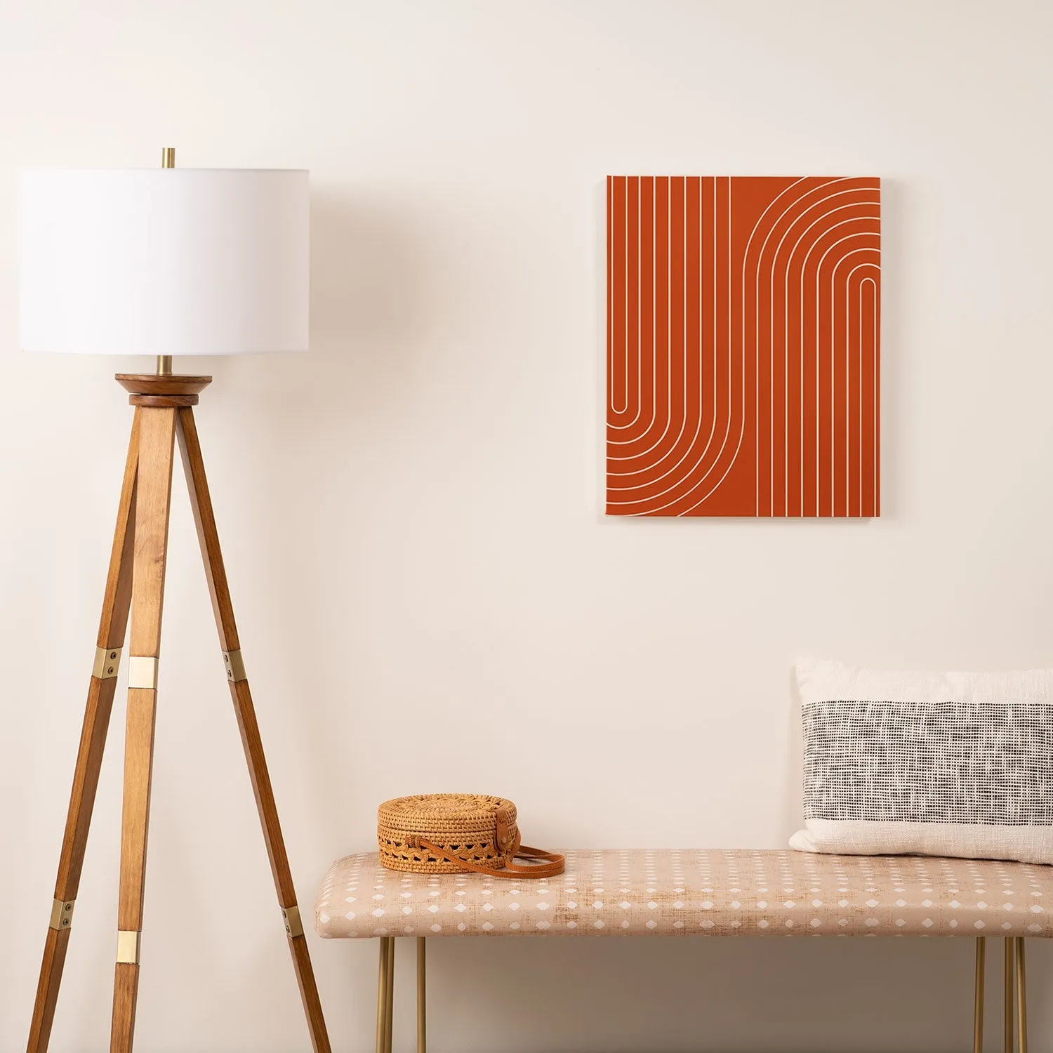 Minimal Line Curvature Coral Art Canvas