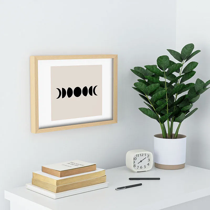 Minimal Moon Phases White Recessed Framing Rectangle