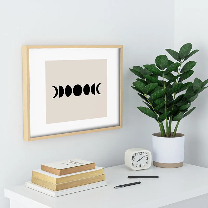 Minimal Moon Phases White Recessed Framing Rectangle
