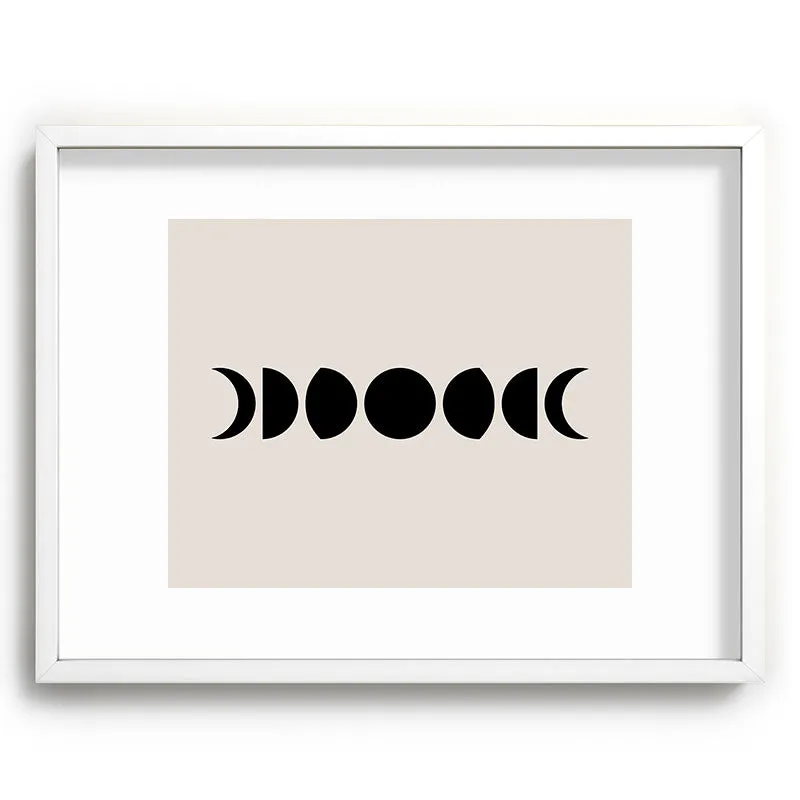 Minimal Moon Phases White Recessed Framing Rectangle