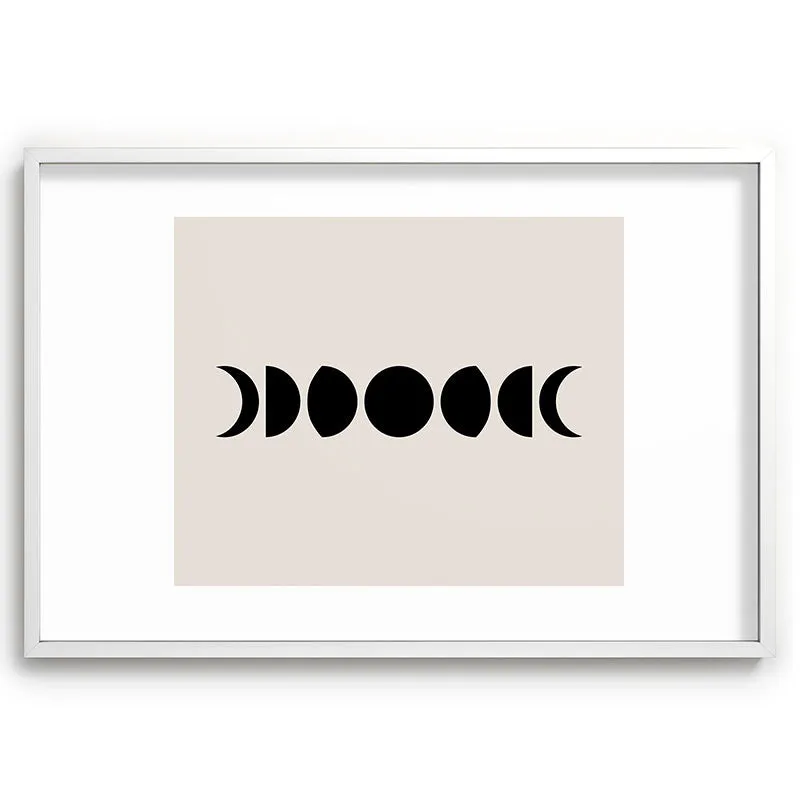 Minimal Moon Phases White Recessed Framing Rectangle