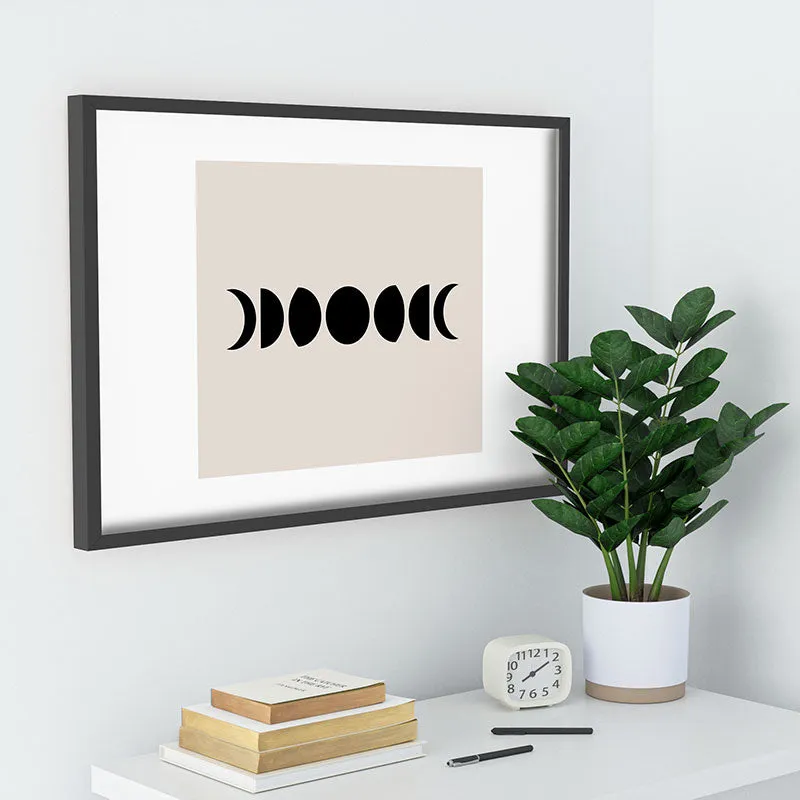Minimal Moon Phases White Recessed Framing Rectangle