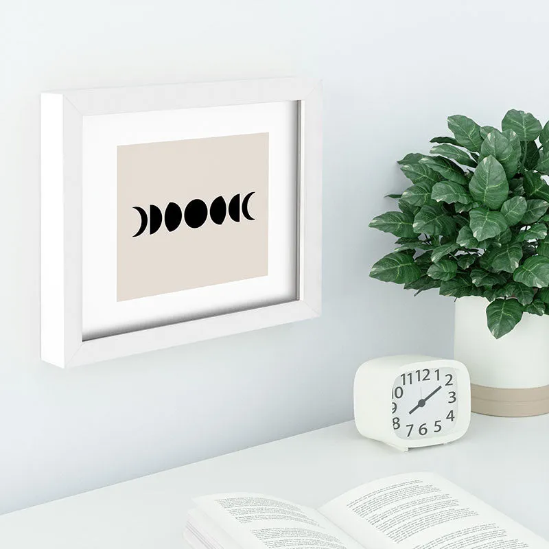 Minimal Moon Phases White Recessed Framing Rectangle