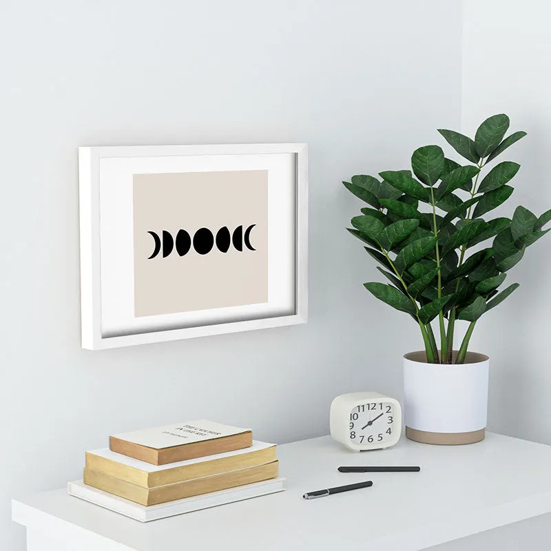 Minimal Moon Phases White Recessed Framing Rectangle