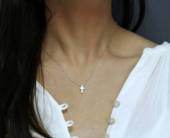 Minimal Tiny Sliding Cross Necklace