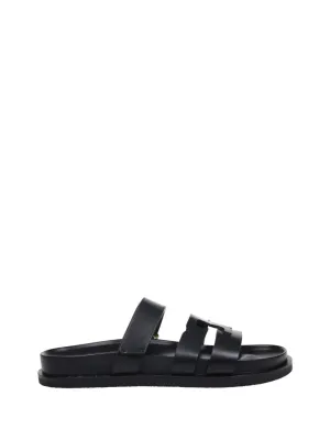 Minimalist Bovine Leather Sandals With Rubber Sole