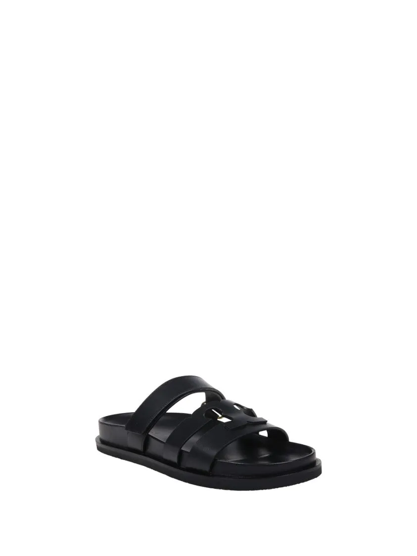 Minimalist Bovine Leather Sandals With Rubber Sole