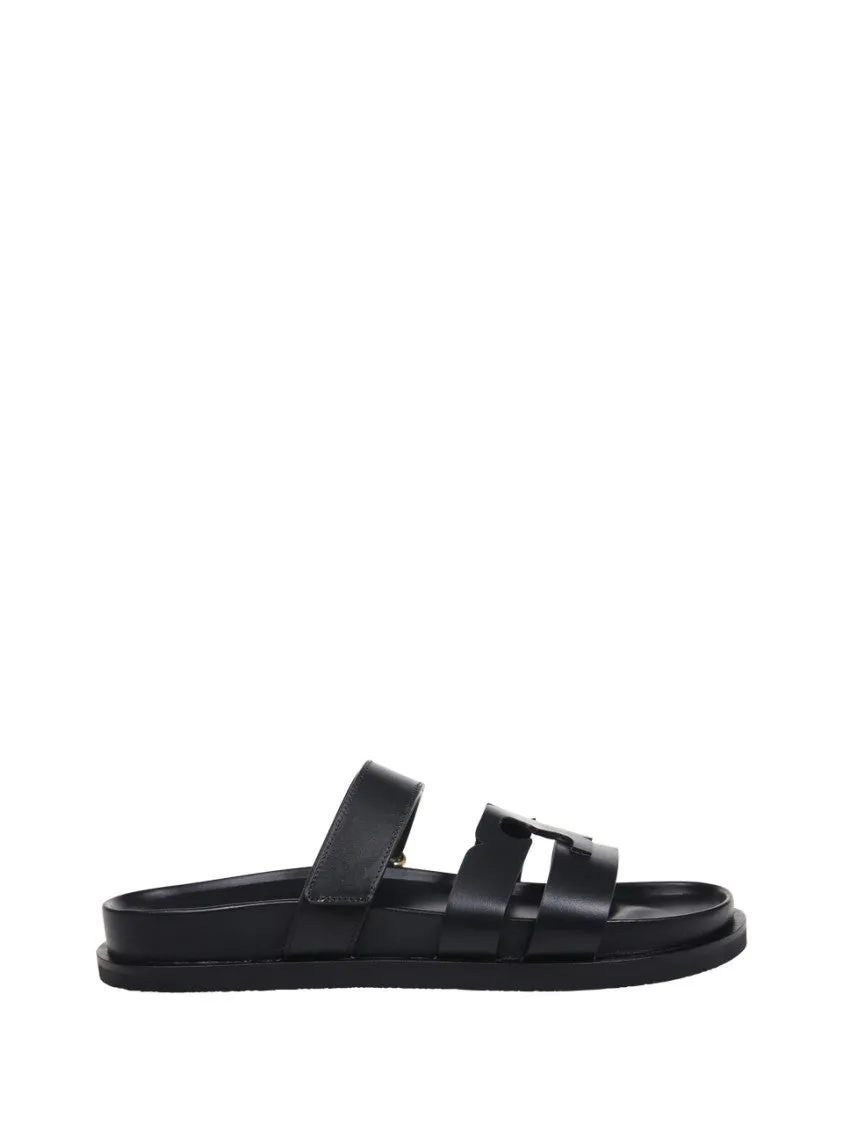 Minimalist Bovine Leather Sandals With Rubber Sole