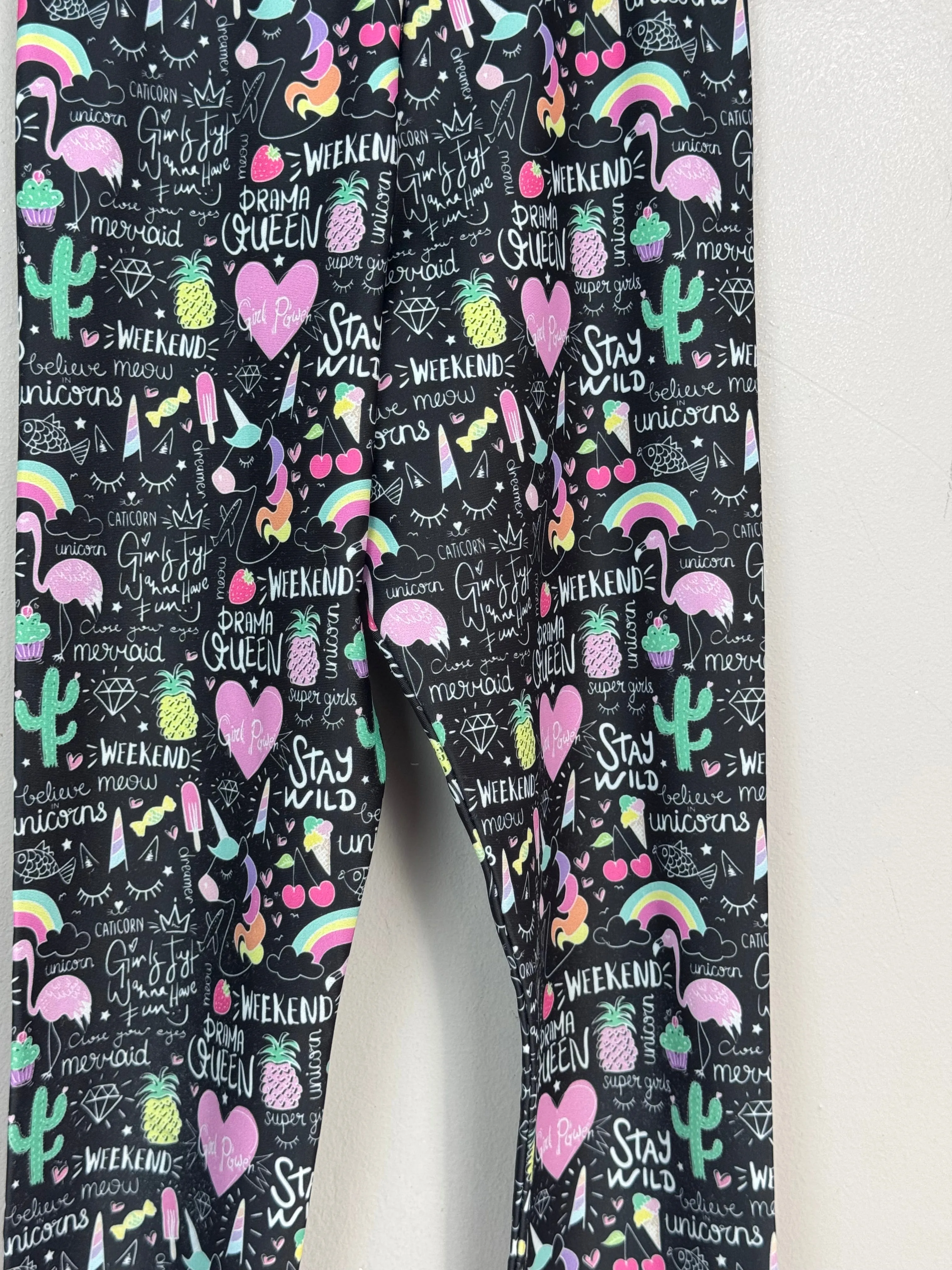Miss Flamingo black dance leggings 4y