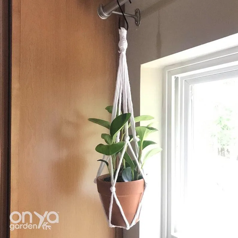 Modern No-Tail Macrame Plant Hanger - Short 22" Length