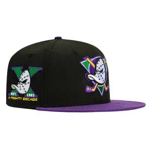 New Era 59Fifty Anaheim Ducks 10th Anniversary Patch Hat - Black, Purple, Kelly