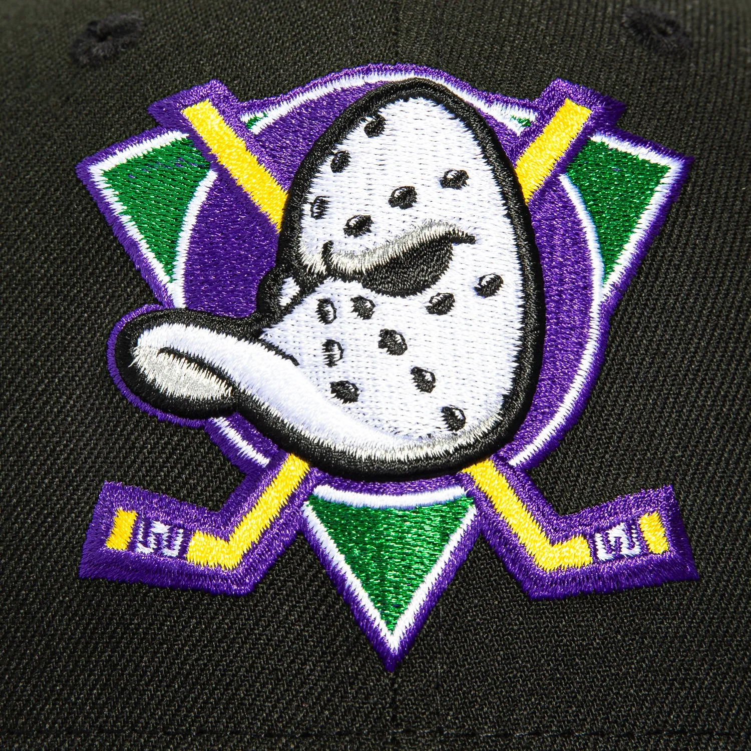 New Era 59Fifty Anaheim Ducks 10th Anniversary Patch Hat - Black, Purple, Kelly