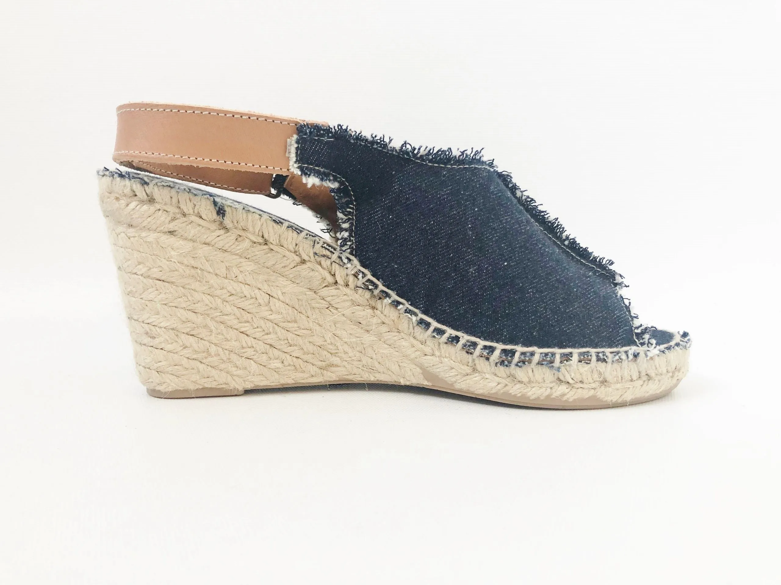 NEW Sesto Meucci Denim Wedge Sandal Size 9