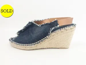 NEW Sesto Meucci Denim Wedge Sandal Size 9