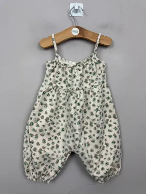 Next cream cosy leopard dungarees 3-6m