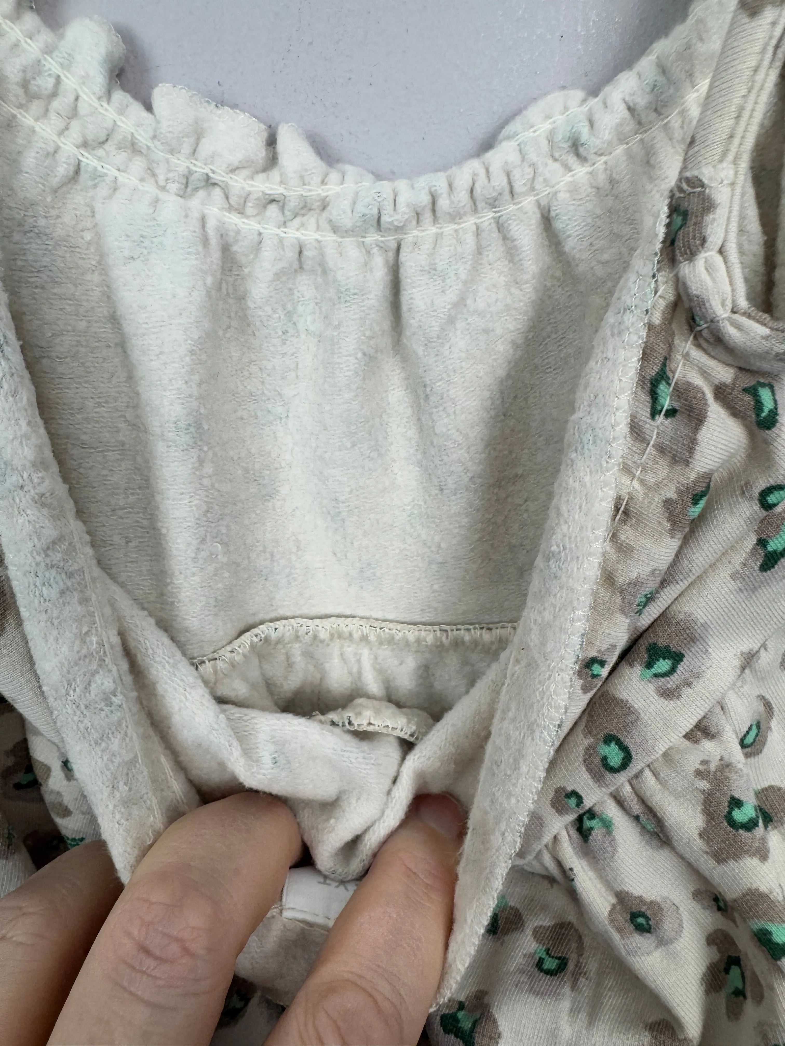 Next cream cosy leopard dungarees 3-6m