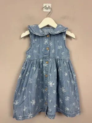 Next Floral Denim Dress 2-3y