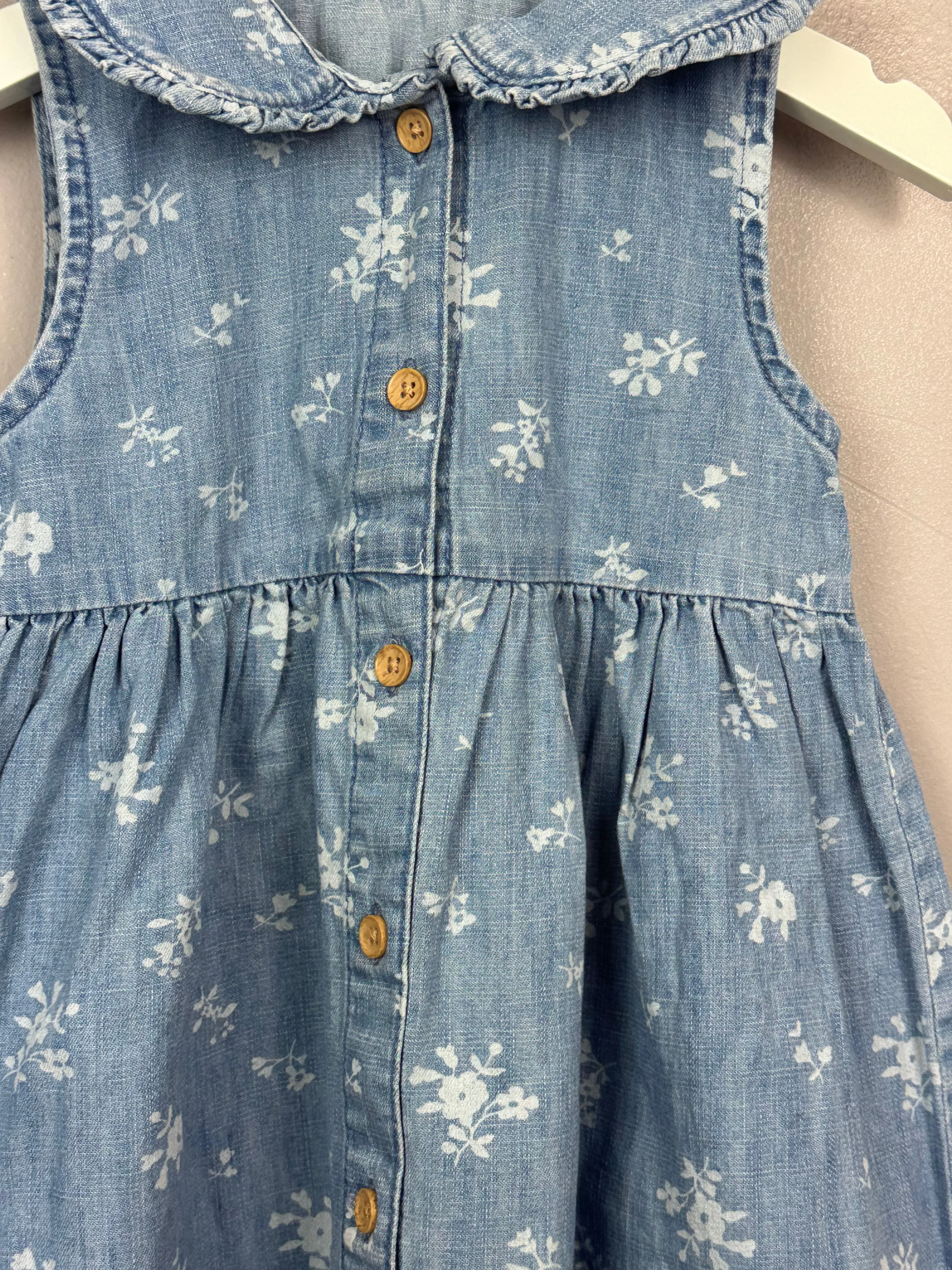 Next Floral Denim Dress 2-3y
