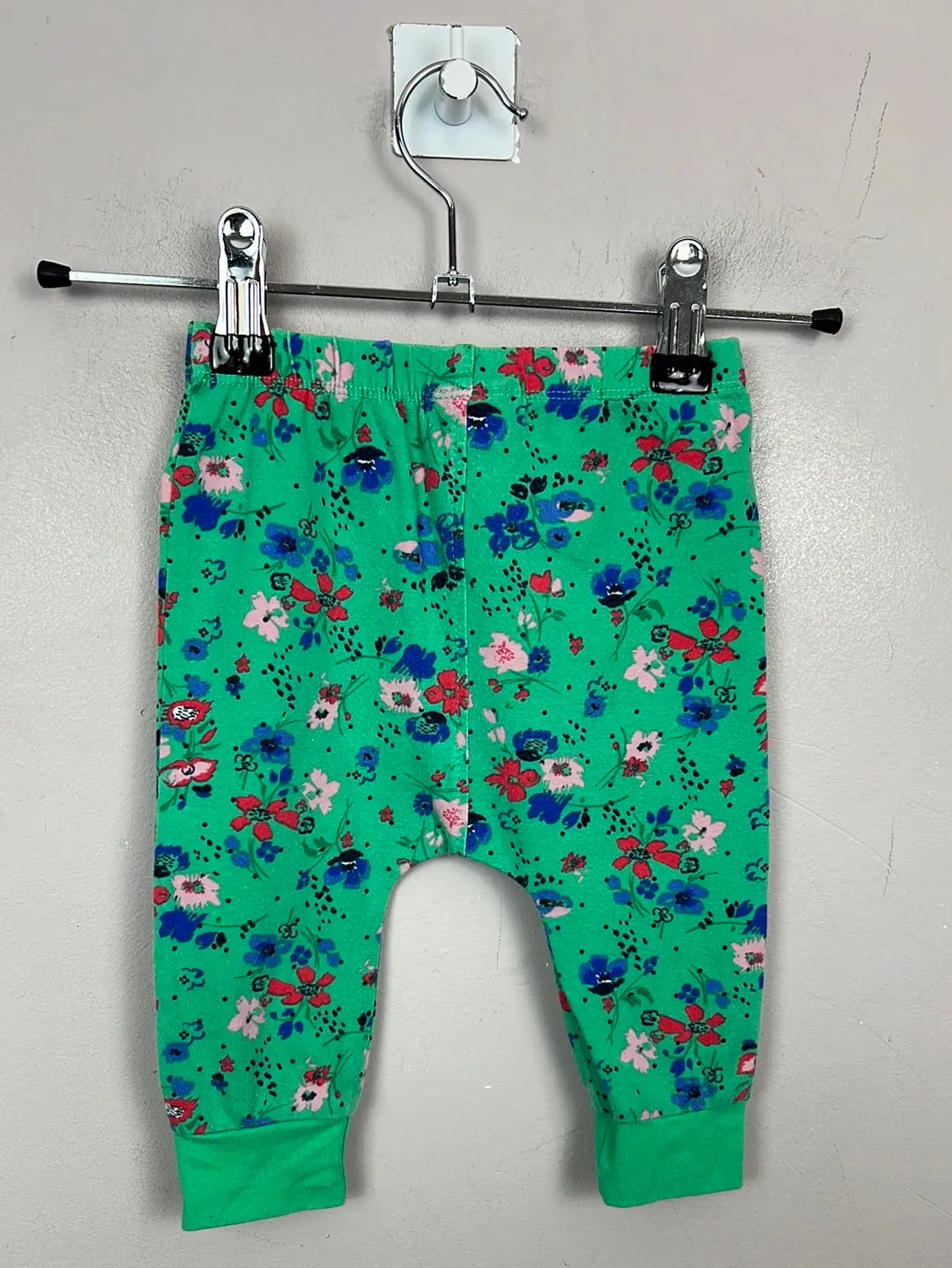 Next green floral joggers 3-6m