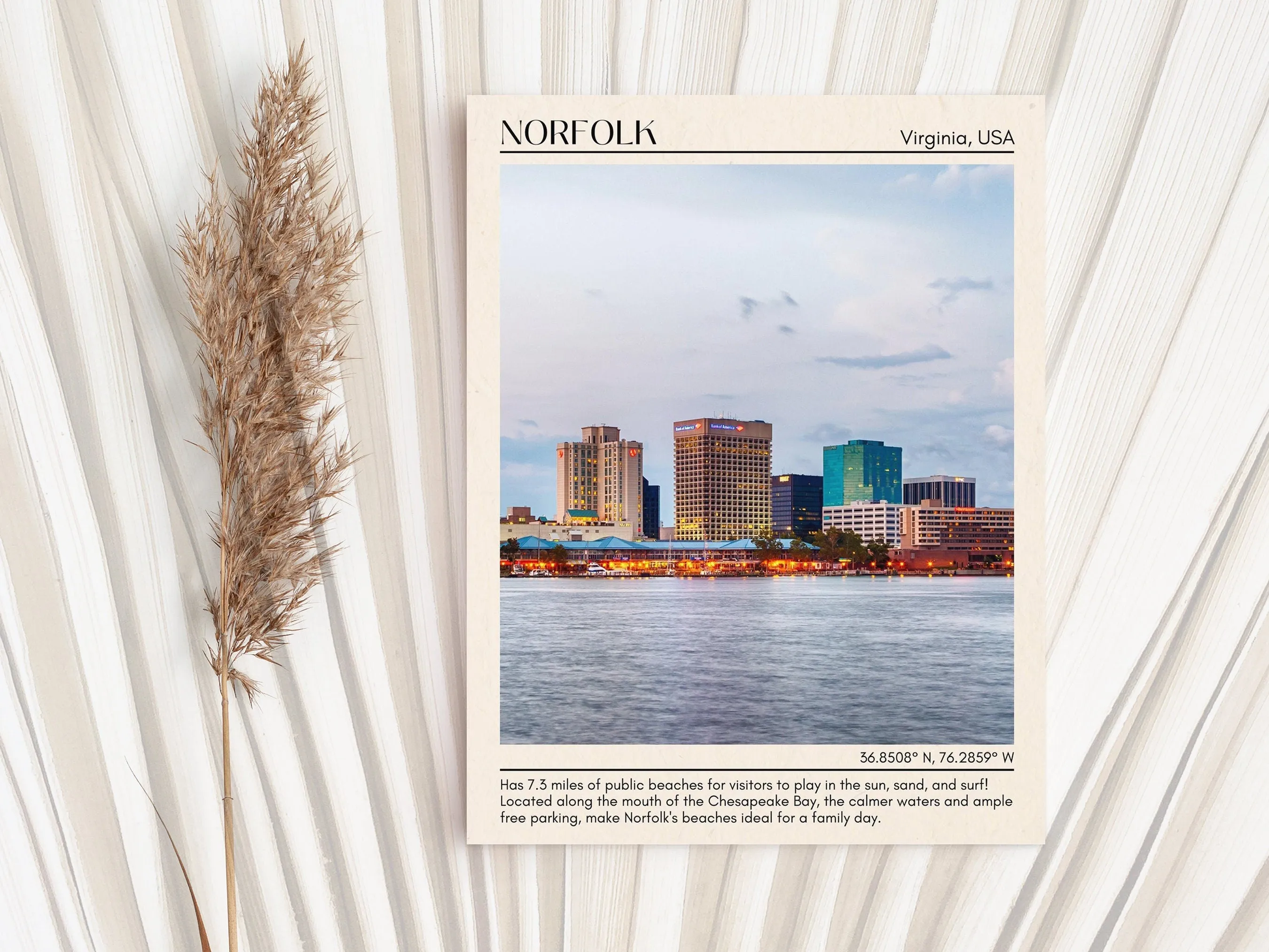 Norfolk Minimal Wall Art, Virginia, USA