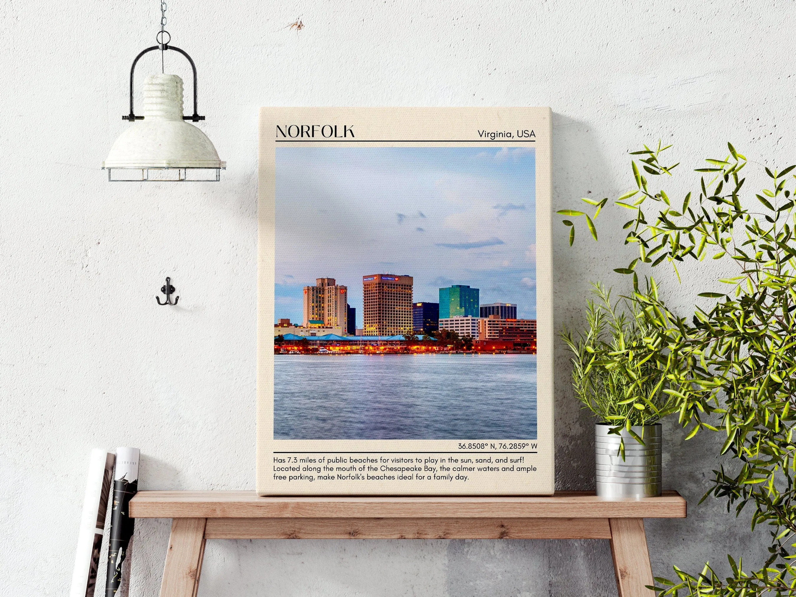 Norfolk Minimal Wall Art, Virginia, USA