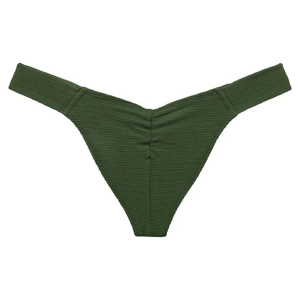 Olive Micro Scrunch Added Coverage Uno Bikini bottom