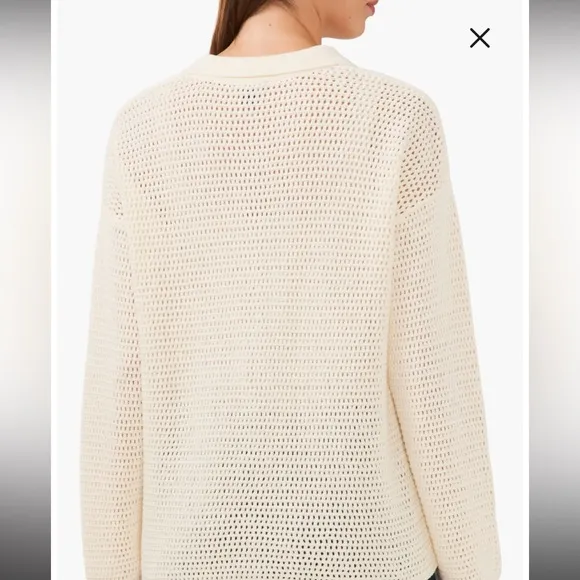 Open Stitch Collar button up winter Cardigan sweater. cream colored. Size M. NEW